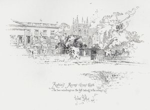 Kamers van Engelse kunstcriticus John Ruskin in Corpus Christi College, Oxford (litho) door Herbert (after) Railton