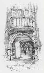 Poort naar Staple Inn door Herbert (after) Railton