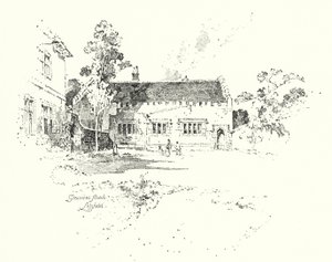 Grammatica School, Lichfield, waar Dr. Johnson naar school ging door Herbert (after) Railton