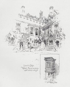 Preekstoel gebruikt door Engelse Methodistische prediker John Wesley en zijn kamers in Lincoln College, Oxford (litho)