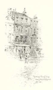 Woonplaats van Thomas Davies, Londen, waar Dr. Johnson en James Boswell elkaar voor het eerst ontmoetten door Herbert (after) Railton