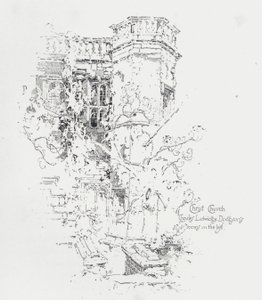 Kamer van Engelse auteur Charles Lutwidge Dodgson (Lewis Carroll), Christ Church College, Oxford (litho)