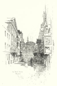 De Devil Tavern, Fleet Street, in de tijd van Dr. Johnson door Herbert (after) Railton
