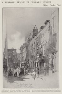Het huis aan Gerrard Street, Londen, waar de dichter John Dryden stierf in 1700