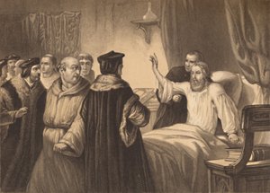 Wycliffe op zijn ziekbed aangevallen door de monniken, 1886 door Herbert Bourne