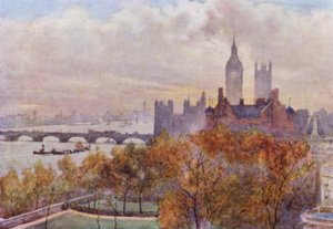 Vanaf Whitehall Court (kleur litho)