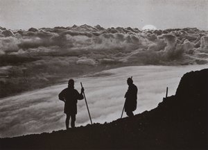 Zonsondergang vanaf de top van Fuji