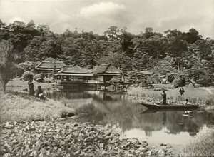 De Ha-Kei-Tei herberg en tuin in Hikone, 1910 door Herbert Ponting