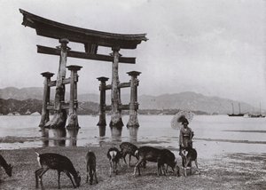 De Oude Torii bij Miyajima door Herbert Ponting