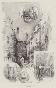 Historisch Windsor, schetsen van het kasteel door Herbert Railton