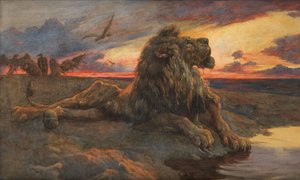 Studie voor de stervende leeuw door Herbert Thomas Dicksee