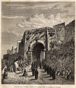 Een religieuze processie bij de Porta dell