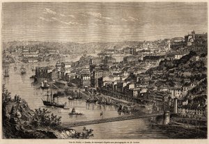 Uitzicht op Porto, tekening door Catenacci, ter illustratie van Olivier Merson