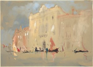 Gondels Voor een Paleis aan het Canal Grande in Venetië door Hercules Brabazon Brabazon