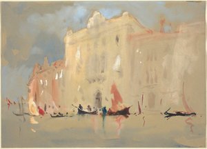 Gondels voor een paleis aan het Canal Grande in Venetië door Hercules Brabazon Brabazon