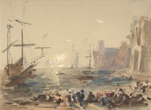 Zeegezicht recto, onleesbare schets verso, 1840-1906