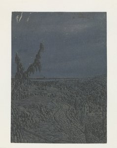 Landschap met een plateau, een rivier in de verte