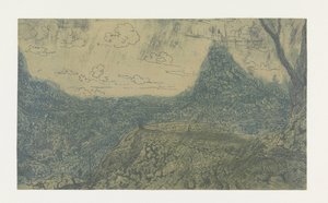 Berglandschap met een kam, eerste versie door Hercules Segers