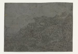Rotsachtig landschap met lage wolken door Hercules Segers