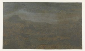 Vallei met een rivier en een stad met vier torens door Hercules Segers