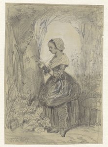 Meisje bij een boom door Herman Frederik Carel ten Kate