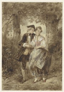 Verliefd stel in het bos door Herman Frederik Carel ten Kate