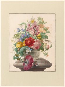 Bloemen in vaas met Atalanta door Herman Henstenburgh