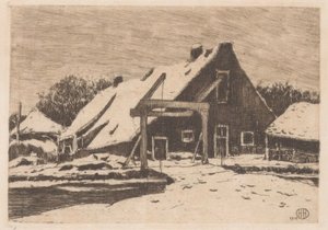 Boerderij met ophaalbrug door Herman Heuff (signed by artist)