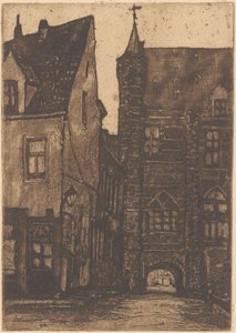 Gezicht op het Vleeshuis te Antwerpen door Herman Heuff (signed by artist)