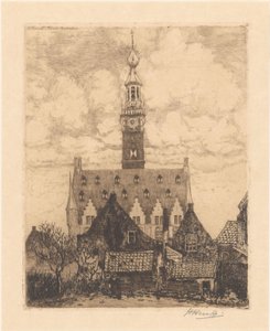 Stadhuis in Veere door Herman Heuff (signed by artist)