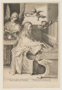St. Cecilia op het orgel met twee engelen