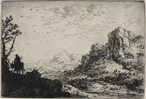 Een reiziger op een ezel, uit Zes landschappen