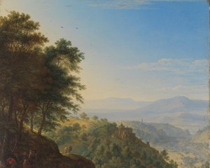 Bergachtig Landschap bij Boppard aan de Rijn door Herman Saftleven