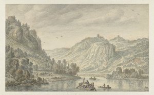Rijn bij de Drachenfels door Herman Saftleven
