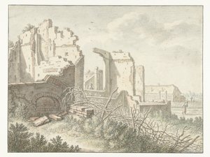 Ruïne buiten de Wittevrouwenpoort te Utrecht door Herman Saftleven