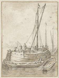 Schuit met twee roeibootjes