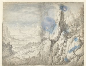 Weids landschap met de verzoeking van Christus