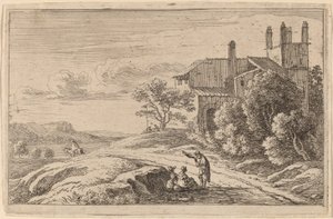 Gebouw met een Vierkante Toren door Herman van Swanevelt