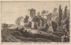Boerderij voorbij de Porta del Popolo door Herman van Swanevelt