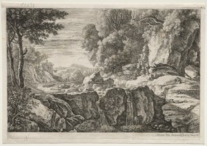 Vier Landschappen: De Kleine Waterval door Herman van Swanevelt