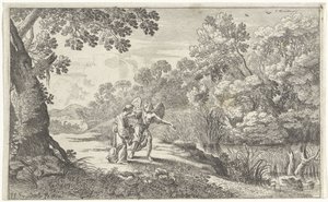 Hagar en de engel door Herman van Swanevelt