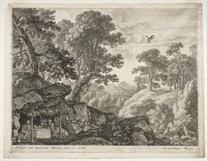 Landschap met St. Paulus en Antonius door Herman van Swanevelt