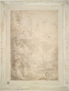 Landschap met reiziger op ezel door Herman van Swanevelt