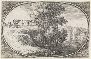 Landschap (nr. 12 uit de serie: variae campestrum fantasiae) door Herman van Swanevelt