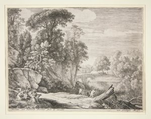 De ezel naar de rivier geleid, uit de set De vlucht naar Egypte door Herman van Swanevelt
