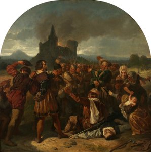 Episode uit de Duitse Boerenoorlog (Graaf Helfenstein aan de voet van zijn brandende kasteel, bespot door boeren) door Hermann Eichler