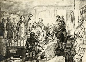 Abraham Lincoln op zijn sterfbed, ca. 1865 door Hermann Faber