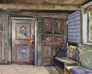 Deel van de hal in het Hufner Huis van de heer Hittscher in Curslack door Hermann Haase