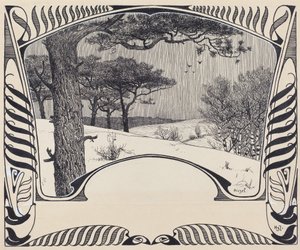 Een Winterlandschap Binnen een Jugendstil Rand