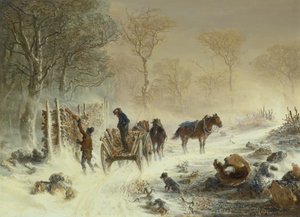 Hout Laden in de Sneeuw